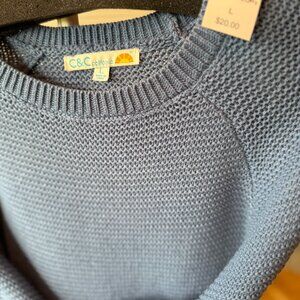 NWT Knit Puff-Sleeve Sweater in Air Force Blue
